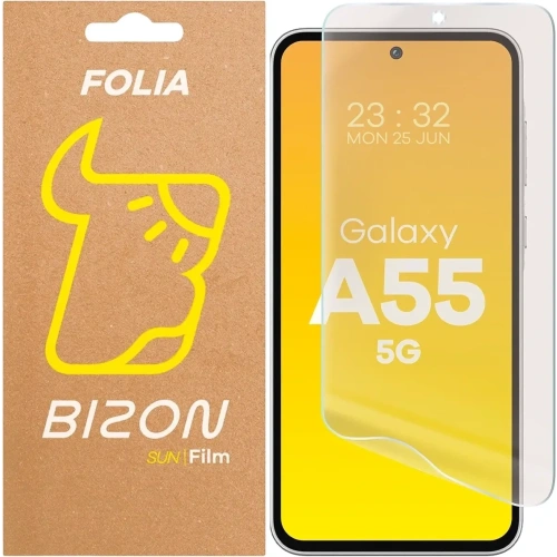 Folia matowa Bizon Glass Film Sun na Samsung Galaxy A55 5G, idealna do ochrony ekranu.