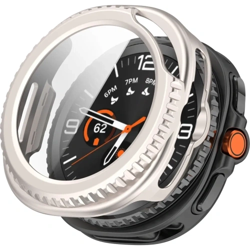 Widok etui ze szkłem Bizon Case+Glass na zegarku Samsung Galaxy Watch 8 Classic