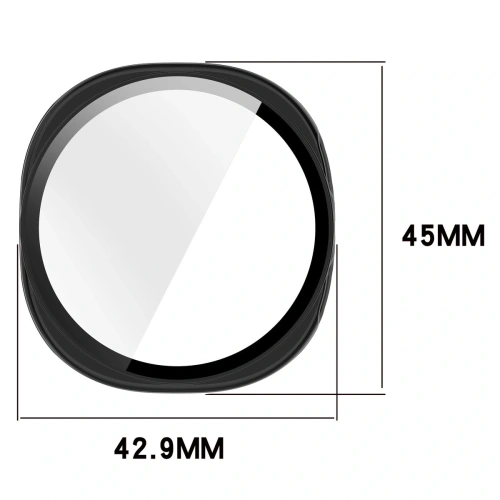 Etui Bizon Case+Glass Watch zamontowane na Samsung Galaxy Watch 8, prezentujące elegancki wygląd.