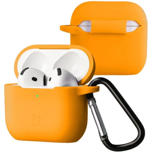 Silikonowe etui Bizon Case w kolorze marchewkowym dla Apple AirPods 4
