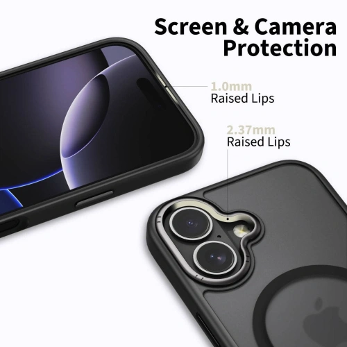 Zbliżenie na etui Tech-Protect, ukazujące detale wykończenia w kolorze gunmetal.