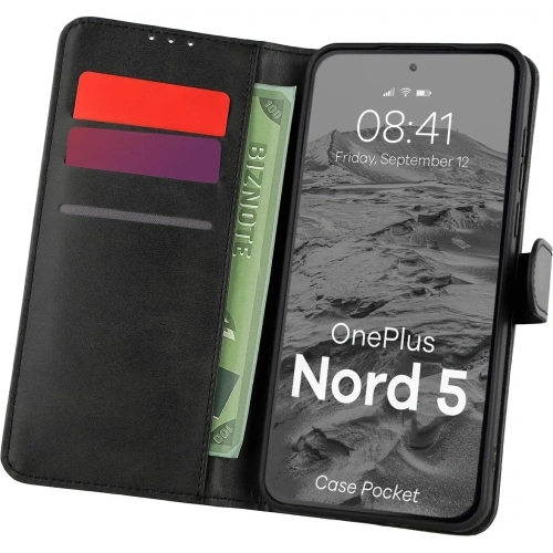 Etui z klapką Bizon Case Pocket w kolorze czarnym dla OnePlus Nord 5