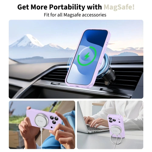 Etui Tech-Protect w kolorze mauve zamontowane na Apple iPhone 17 Pro, prezentujące nowoczesny design.