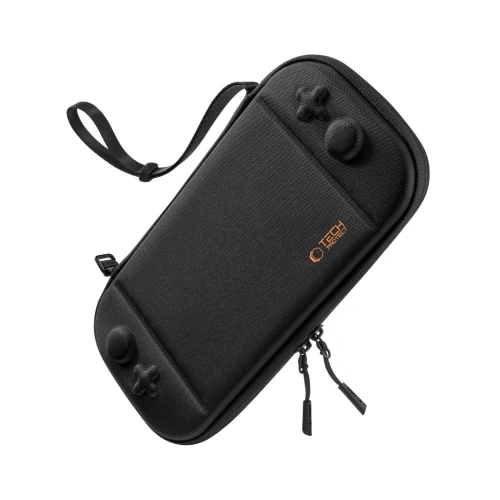 Widok z góry na etui Tech-Protect Slim Pouch Nintendo Switch 2, ukazujący logo producenta.