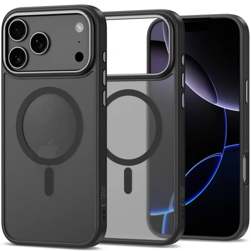 Etui Tech-Protect CamEdge MagSafe w kolorze matte black, idealnie dopasowane do Apple iPhone 17 Pro.