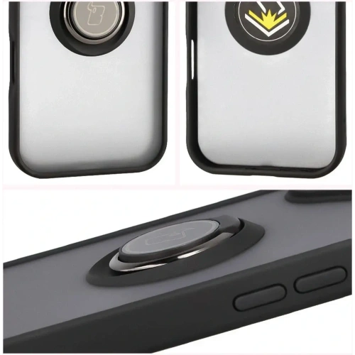 Etui Bizon Case Hybrid Ring w użyciu, pokazujące wygodny uchwyt na palec.