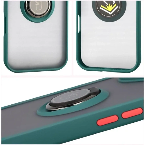 Ciemnozielona ramka etui Bizon Case Hybrid Ring z bliska