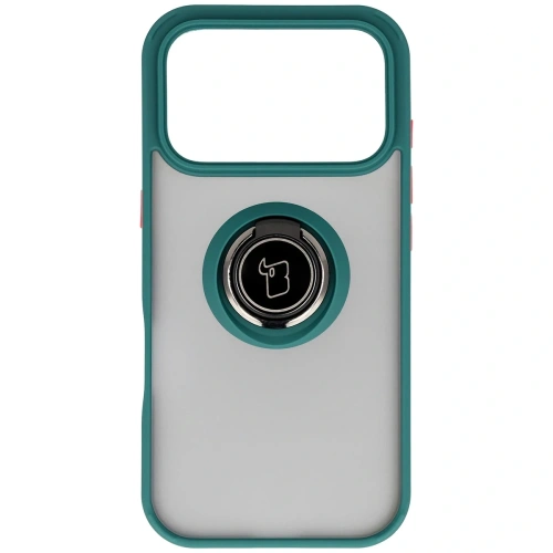 Etui Bizon Case z ciemnozieloną ramką, idealne do ochrony iPhone 17 Pro.