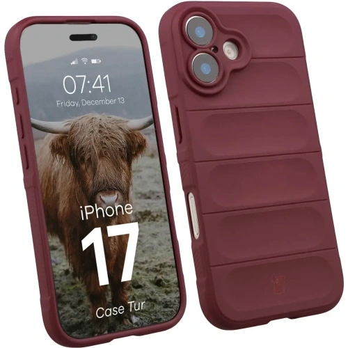 Etui Bizon Case Tur w burgundowym kolorze, idealne dla Apple iPhone 17.