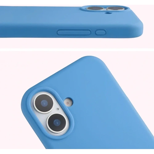 Etui Bizon Soft Case w niebieskim kolorze, eksponujące jego elastyczność.