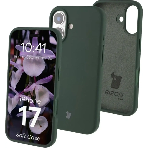 Silikonowe etui Bizon Soft Case w ciemnozielonym kolorze dla Apple iPhone 17