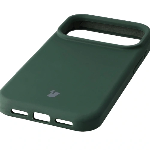Etui Bizon Soft Case zamontowane na iPhone 17 Pro, prezentujące elegancki wygląd.