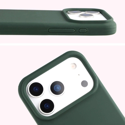 Etui Bizon Soft Case w ciemnozielonym kolorze na tle naturalnym.