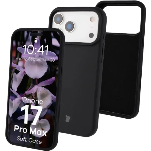Silikonowe etui Bizon Soft Case w kolorze czarnym, idealne do Apple iPhone 17 Pro Max.