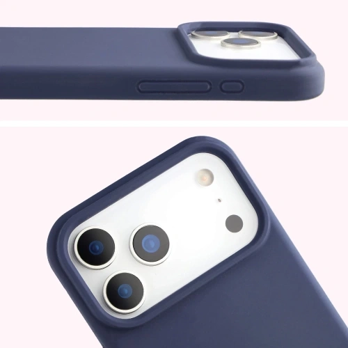 Ciemnoniebieskie etui Bizon Soft Case na tle białym, podkreślające jego kolor