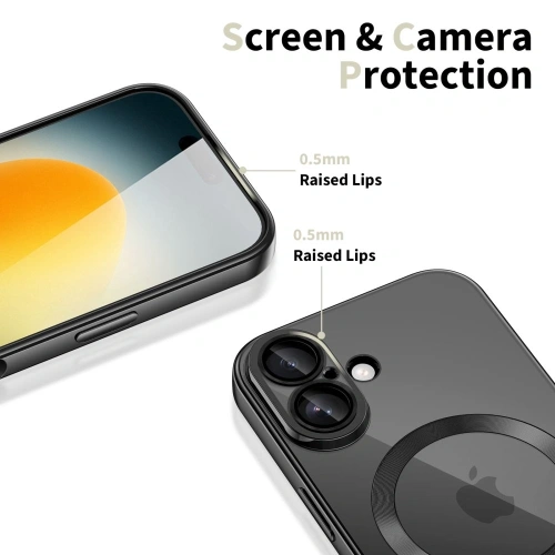 Zbliżenie na etui Tech-Protect MagFlex, pokazujące jego elegancki, błyszczący czarny kolor.