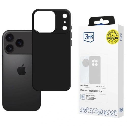 Etui 3MK Matt Case Pro w kolorze czarnym, idealne do Apple iPhone 17 Pro.