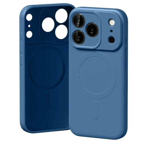 Etui Mercury Semi-Silicone MagSafe w kolorze niebieskim, idealnie dopasowane do Apple iPhone 17 Pro.