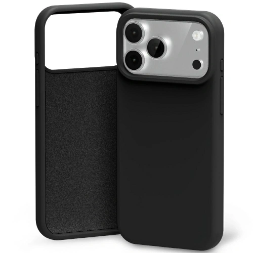Etui Mercury Silicone w kolorze czarnym, idealnie dopasowane do Apple iPhone 17 Pro, wykonane z trwałego silikonu.