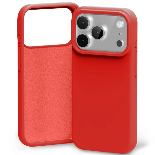 Etui Mercury Silicone w kolorze czerwonym, idealnie dopasowane do Apple iPhone 17 Pro, wykonane z elastycznego silikonu.