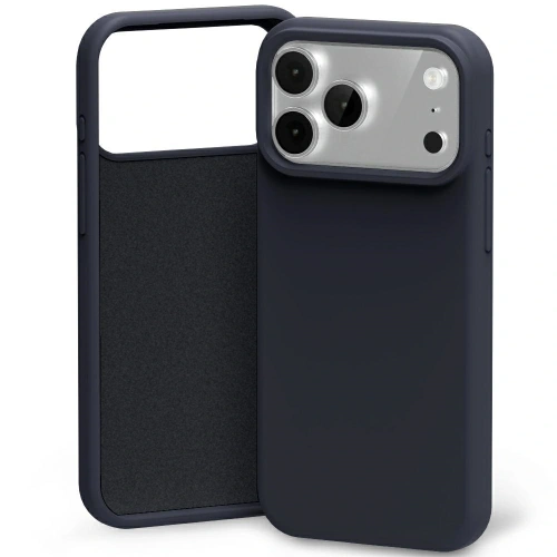 Etui Mercury Silicone w granatowym kolorze, idealnie dopasowane do Apple iPhone 17 Pro Max.