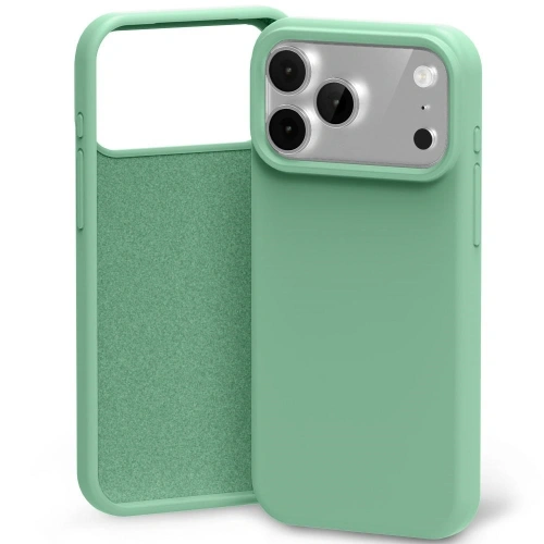 Etui Mercury Silicone w zielonym kolorze, idealnie dopasowane do Apple iPhone 17 Pro Max.