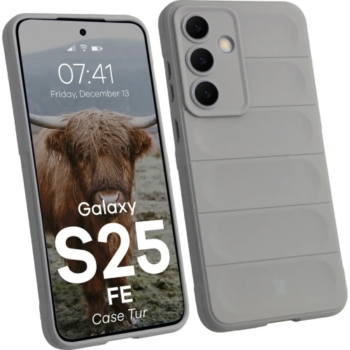 Pancerne etui Bizon Case Tur w jasnoszarym kolorze na Samsung Galaxy S25 FE