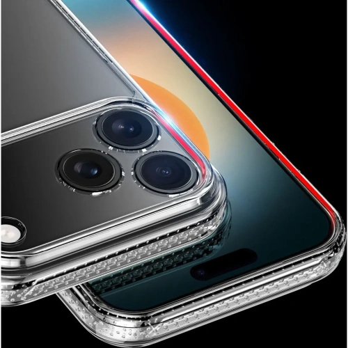 Etui Dux Ducis Clin zamontowane na iPhone 17 Pro Max, ukazujące jego elegancki wygląd.