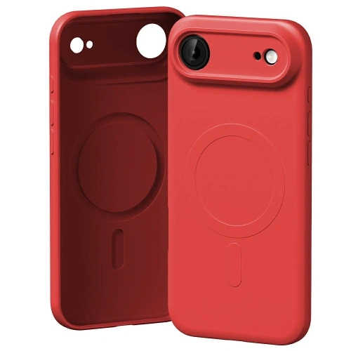 Etui Mercury Semi-Silicone MagSafe w kolorze czerwonym, idealnie dopasowane do Apple iPhone Air.