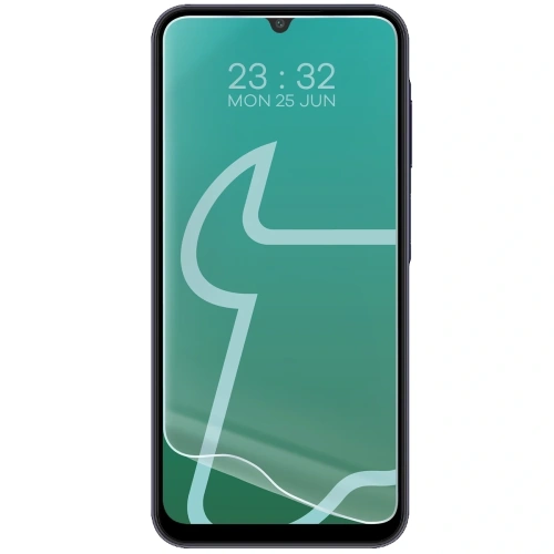 Folia ochronna Bizon Glass zamontowana na ekranie Samsung Galaxy M15 5G, zapewniająca ochronę przed zarysowaniami.