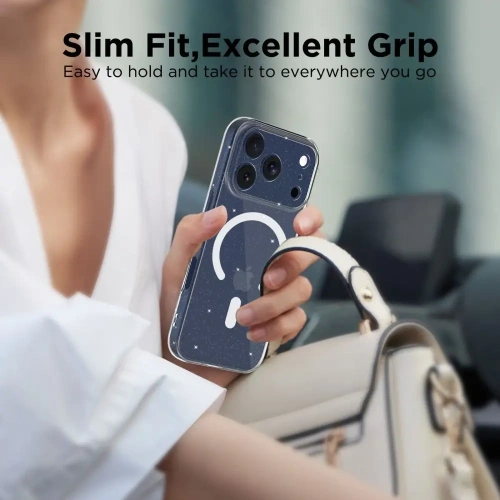 Widok etui Tech-Protect FlexAir z efektem glitter, podkreślający elegancki design