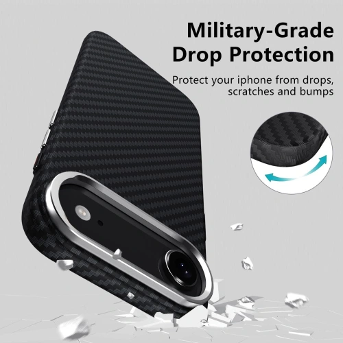 Widok etui Tech-Protect Ion Carbon z tyłu, z wyraźnym logo marki.