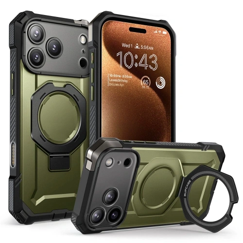 Etui Supcase Unicorn Beetle Grip Mag do iPhone 17 Pro Max w zielonym kolorze z systemem MagSafe.