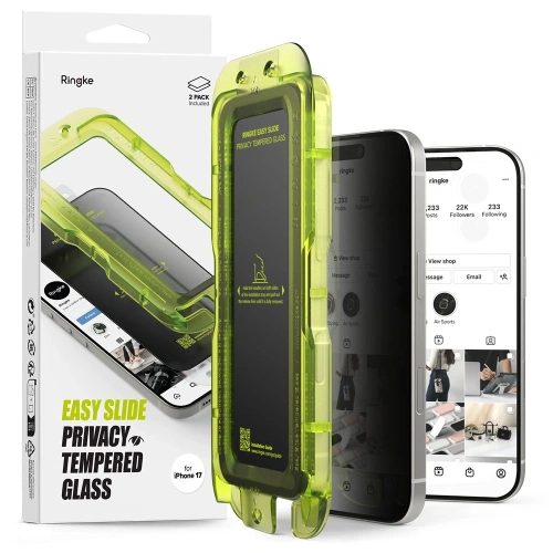 Szkło prywatyzujące Ringke Easy Slide na telefon Apple iPhone 17, widok z bliska.