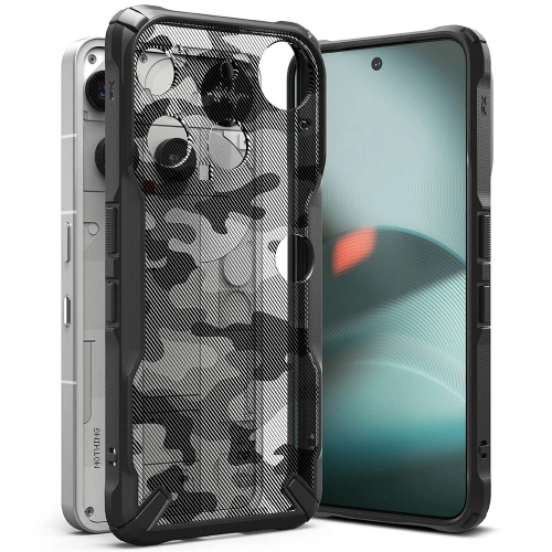 Etui Ringke Fusion-X w kolorze camo black, idealne do ochrony Nothing Phone (3).