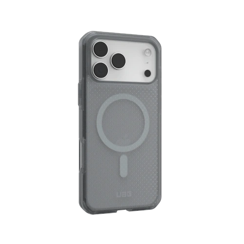 Hybrydowe etui UAG z funkcją MagSafe, chroniące telefon przed uszkodzeniami.