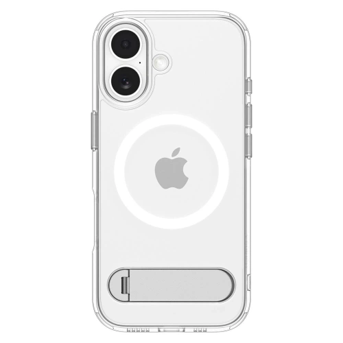 Zbliżenie na etui Spigen z podstawką, ukazujące jego hybrydowy materiał.