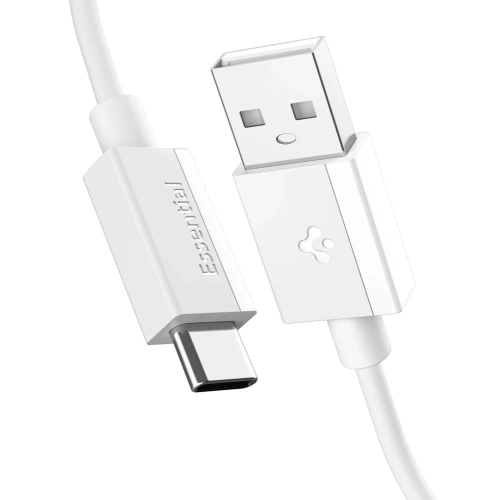 Zbliżenie na kabel USB-C Spigen, prezentujący wysoką jakość wykonania.
