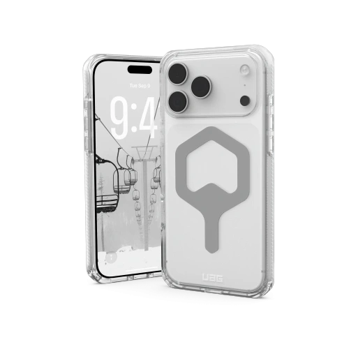 Etui UAG Urban Armor Gear Plyo MagSafe w kolorze szarym, idealnie dopasowane do iPhone 17 Pro Max.