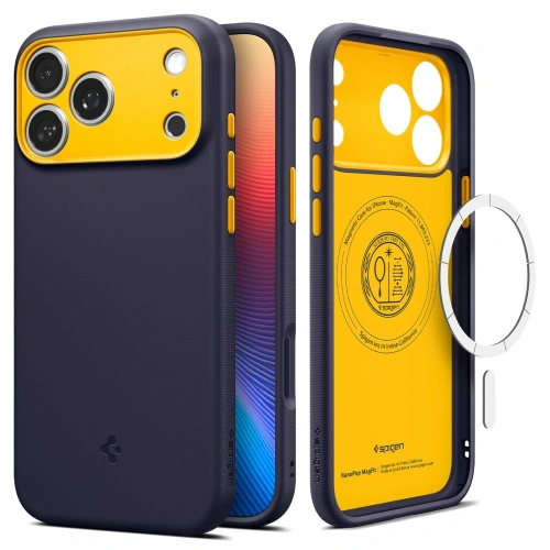 Etui Spigen Nano Pop Mag MagSafe w kolorze granatowym, idealne dopasowanie do iPhone 17 Pro Max.