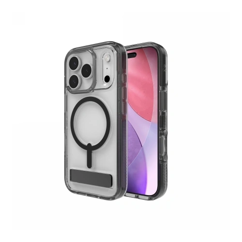 Etui ZAGG Santa Cruz Snap KS w kolorze jet black, z podstawką do Apple iPhone 17 Pro MagSafe.