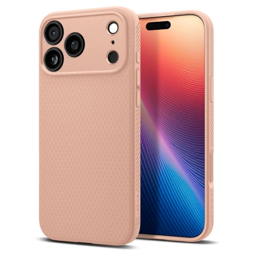 Etui Spigen Liquid Air w kolorze różowozłotym, idealnie dopasowane do iPhone 17 Pro Max.