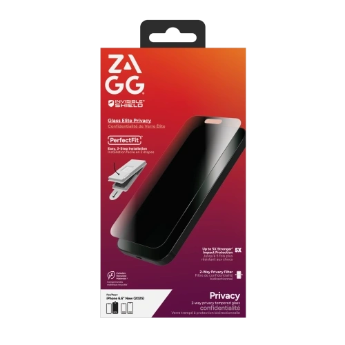 Szkło prywatyzujące ZAGG Invisibleshield Glass Elite Privacy na iPhone'a, pokazujące jego wyjątkową odporność na zarysowania.
