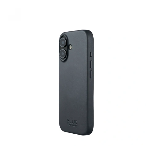 Etui Mujjo Leather Case w kolorze basalt, idealnie dopasowane do Apple iPhone 17.