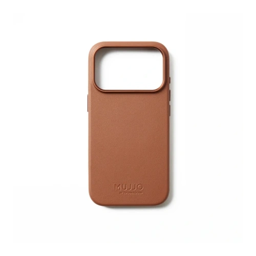 Etui Mujjo Leather Case w beżowym kolorze, idealnie dopasowane do Apple iPhone 17 Pro.