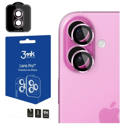 Ochrona na obiektyw aparatu 3MK Lens Protection Pro w kolorze fioletowym na tle białym.