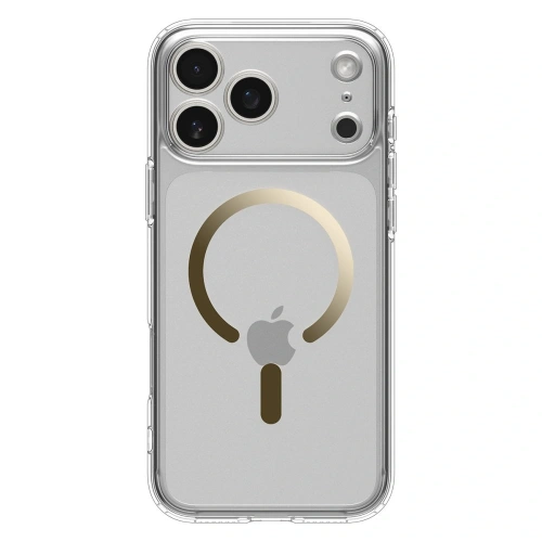 Widok etui Spigen Ultra Hybrid MagSafe na tle białym, podkreślający jego przezroczystość.