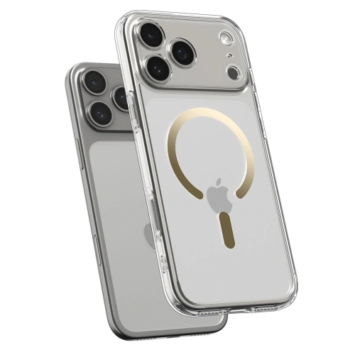 Zbliżenie na materiał hybrydowy etui Spigen Ultra Hybrid MagSafe, pokazujące jego trwałość.