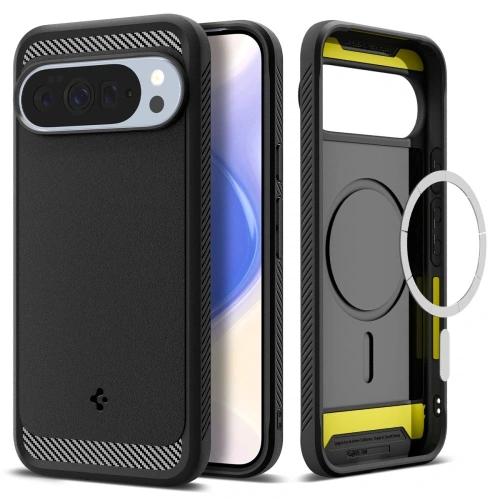 Etui Spigen Rugged Armor MagSafe w kolorze czarnym, idealne do Google Pixel 10 Pro XL.