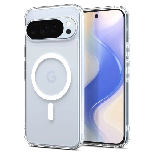 Zbliżenie na etui Spigen, ukazujące hybrydowy materiał i detale